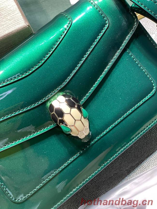 BVLGARI Serpenti Forever metallic-leather shoulder bag 292104 green