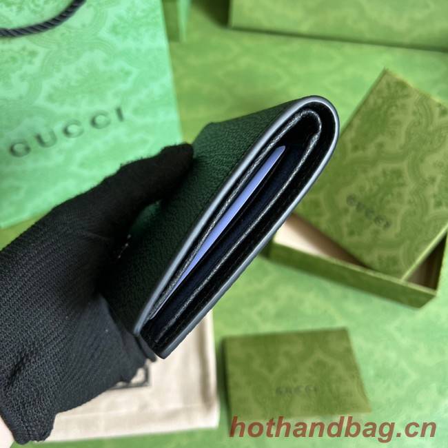 Gucci GG Marmont leather bi-fold wallet 428726 black&Tonal resin hardware