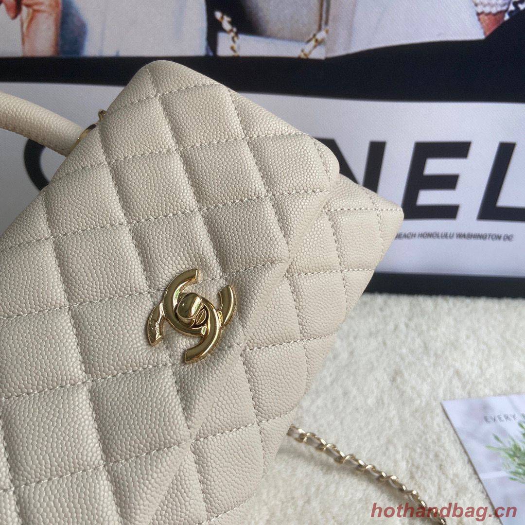 chanel mini flap bag with top handle AS2215 cream