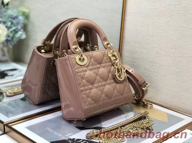 MINI LADY DIOR BAG Patent Cannage Calfskin M0505O light pink