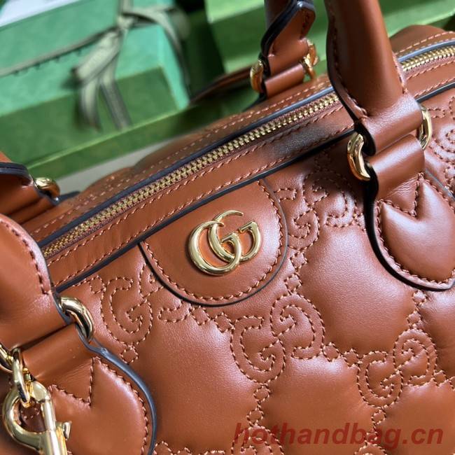 Gucci GG Matelasse leather top handle bag 702242 Light brown