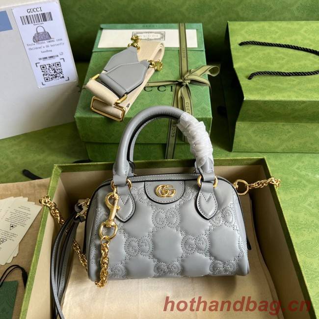 Gucci GG Matelasse leather top handle bag 702251 Dusty grey