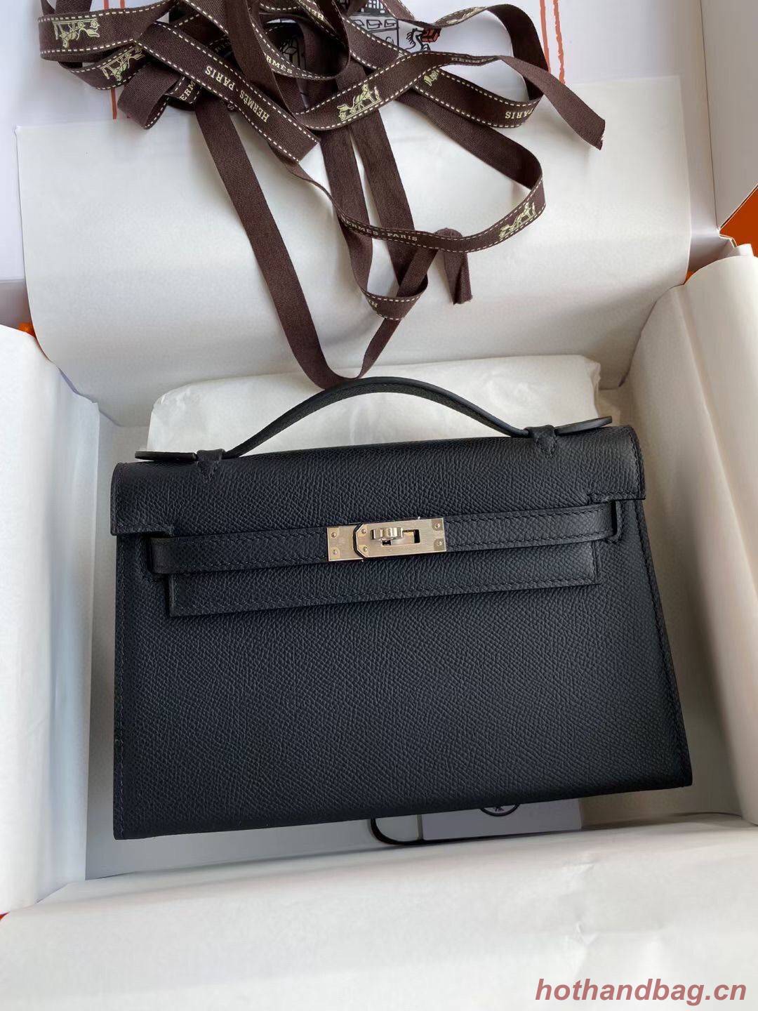 Hermes Kelly 22cm Tote Bag Original Leather KL22 Black