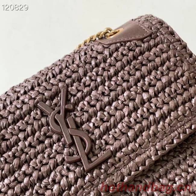 SAINT LAURENT NIKI MEDIUM CHAIN BAG IN RAFFIA 498894 BROWN