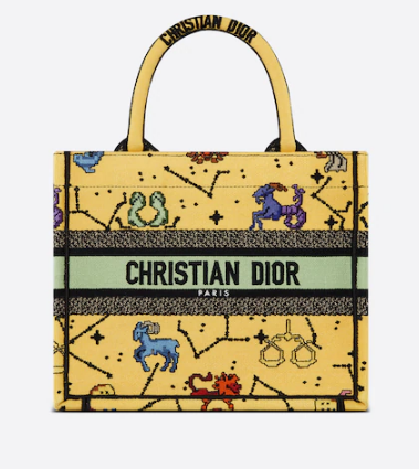 SMALL DIOR BOOK TOTE Yellow Multicolor Dior Pixel Zodiac Embroidery M1265ZRTY