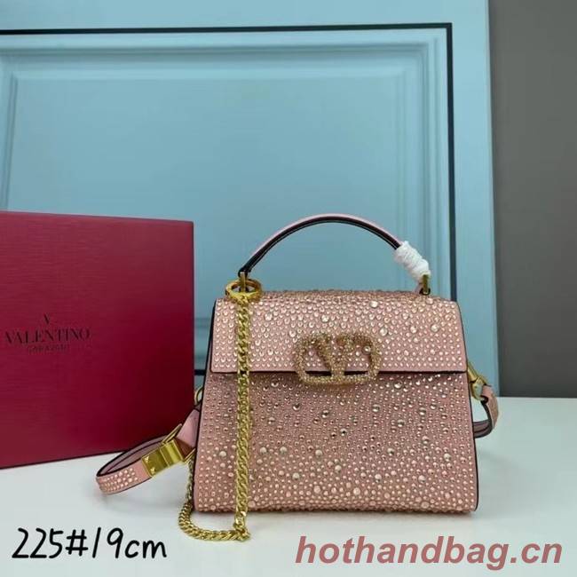 VALENTINO GARAVANI VSLING Shiny diamond Mini totebag XW2B1G9 pink&gold-Tone Metal