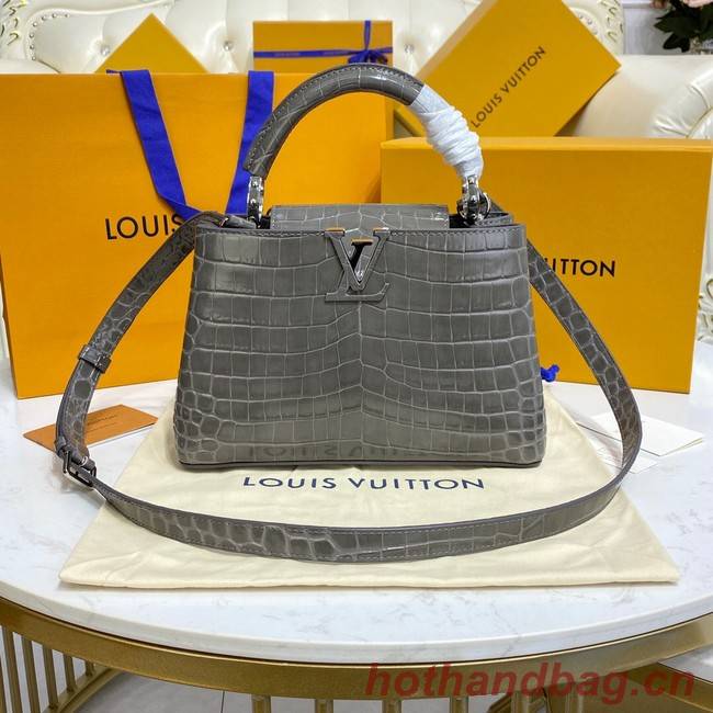 Louis Vuitton crocodile skin CAPUCINES BB M81190 dark gray