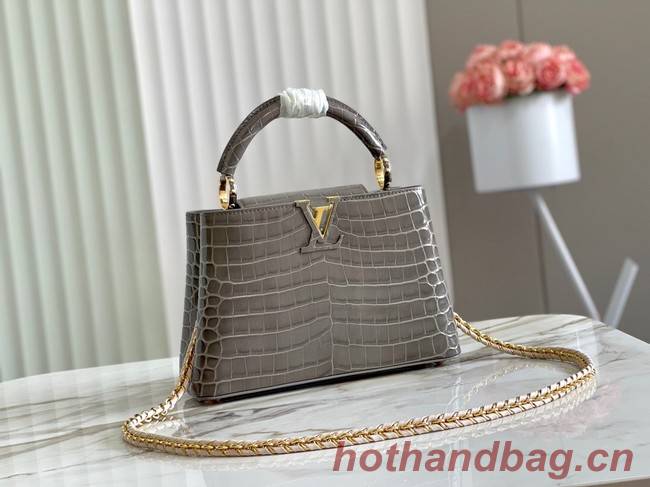 Louis Vuitton crocodile skin CAPUCINES BB M81190 gray