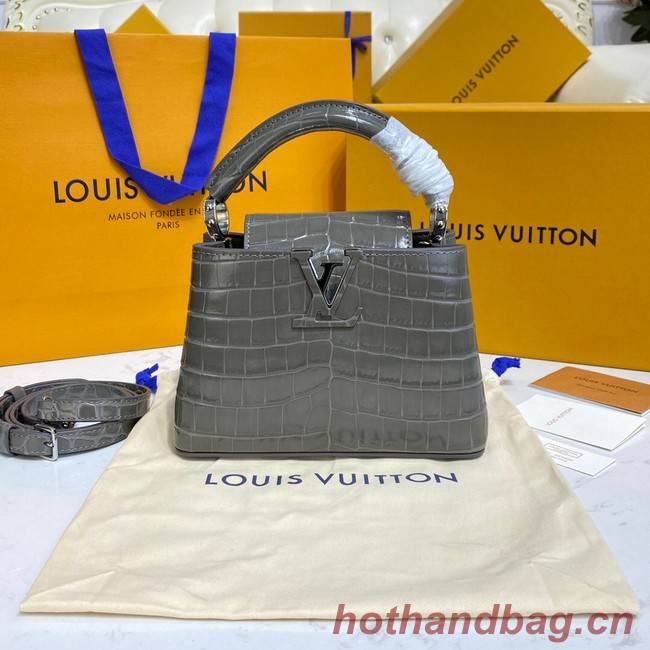 Louis Vuitton crocodile skin CAPUCINES MINI M81190 dark gray