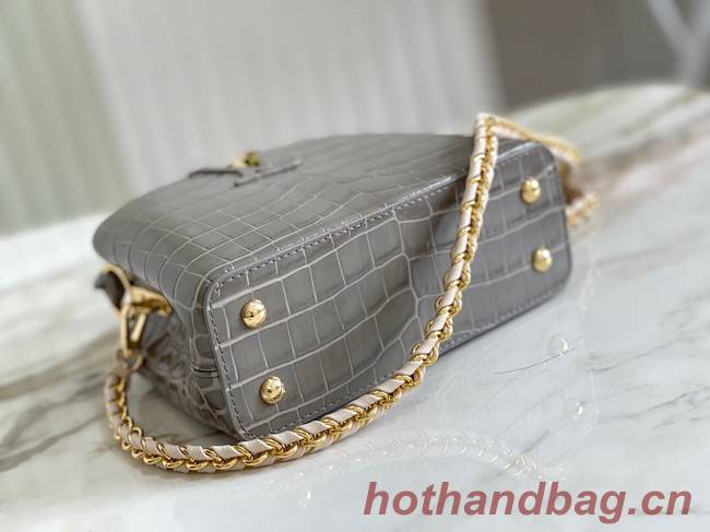 Louis Vuitton crocodile skin CAPUCINES MINI M81190 gray