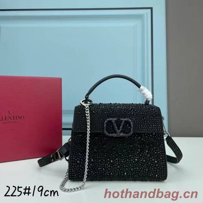 VALENTINO GARAVANI VSLING Shiny diamond Mini totebag XW2B1G9 black&black-Tone Metal