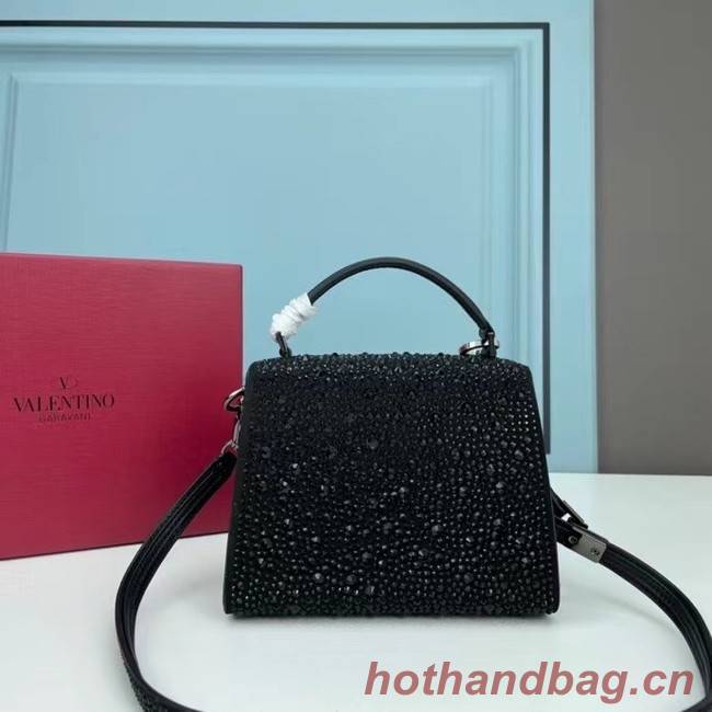 VALENTINO GARAVANI VSLING Shiny diamond Mini totebag XW2B1G9 black&black-Tone Metal