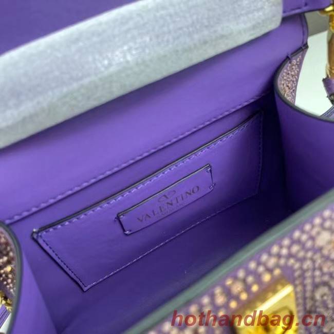 VALENTINO GARAVANI VSLING Shiny diamond Mini totebag XW2B1G9 purple&silver-Tone Metal