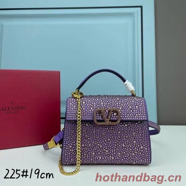 VALENTINO GARAVANI VSLING Shiny diamond Mini totebag XW2B1G9 purple&silver-Tone Metal