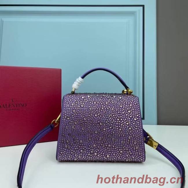 VALENTINO GARAVANI VSLING Shiny diamond Mini totebag XW2B1G9 purple&silver-Tone Metal