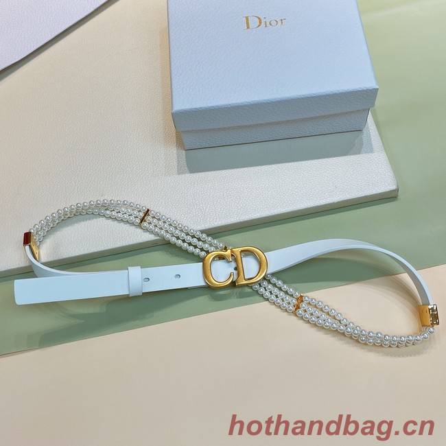 DIOR CARO PEARLS BELT 22 MM B0286UWFB white