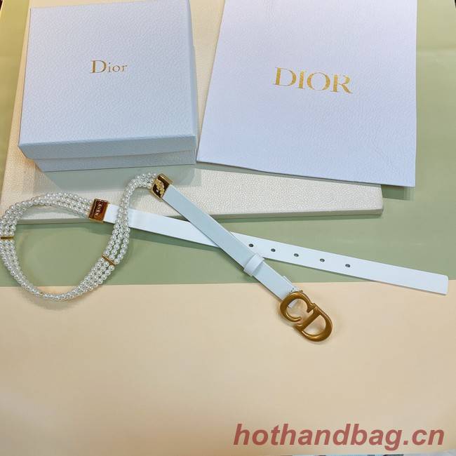 DIOR CARO PEARLS BELT 22 MM B0286UWFB white