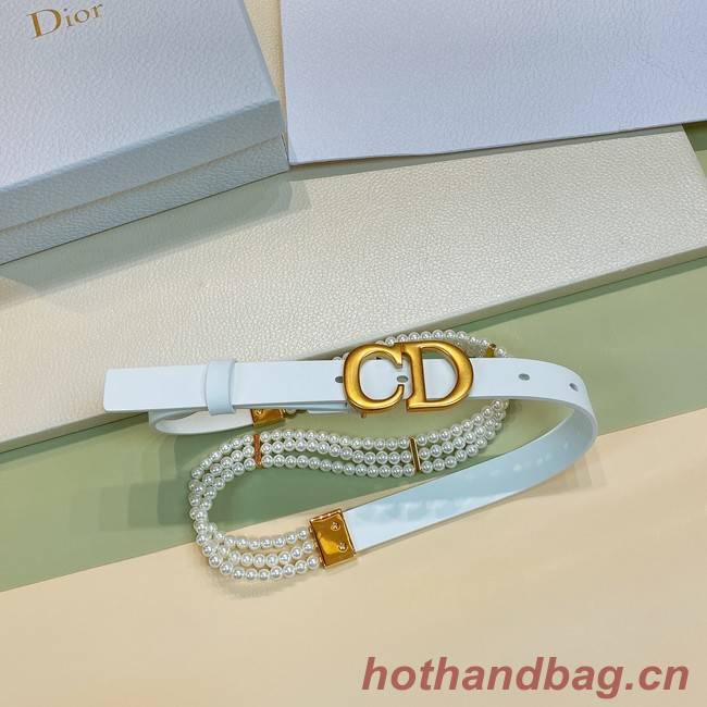 DIOR CARO PEARLS BELT 22 MM B0286UWFB white