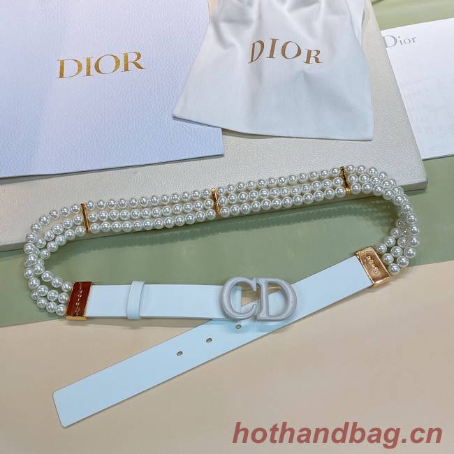 DIOR CARO PEARLS BELT 30 MM B0292UWFR white