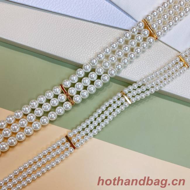 DIOR CARO PEARLS BELT 30 MM B0292UWFR white