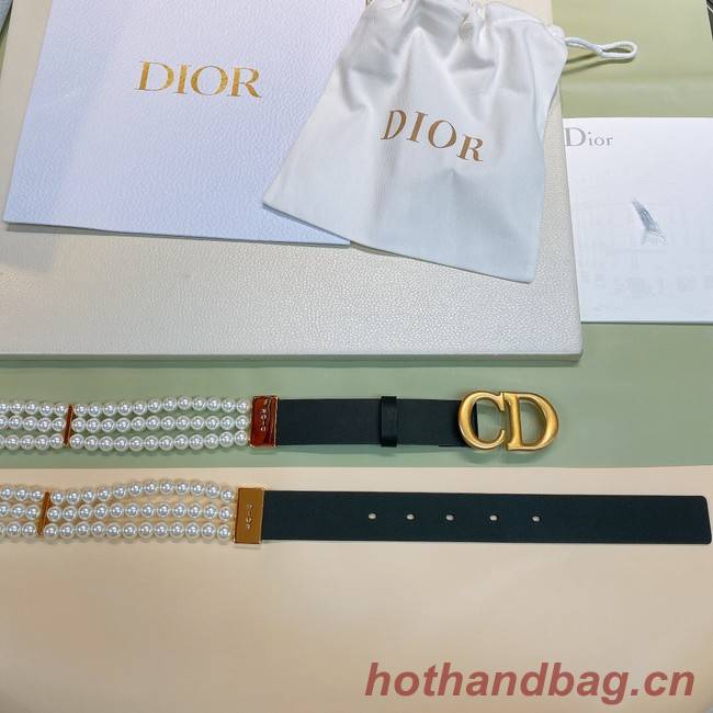 DIOR CARO PEARLS BELT 30 MM B0292UWFR black