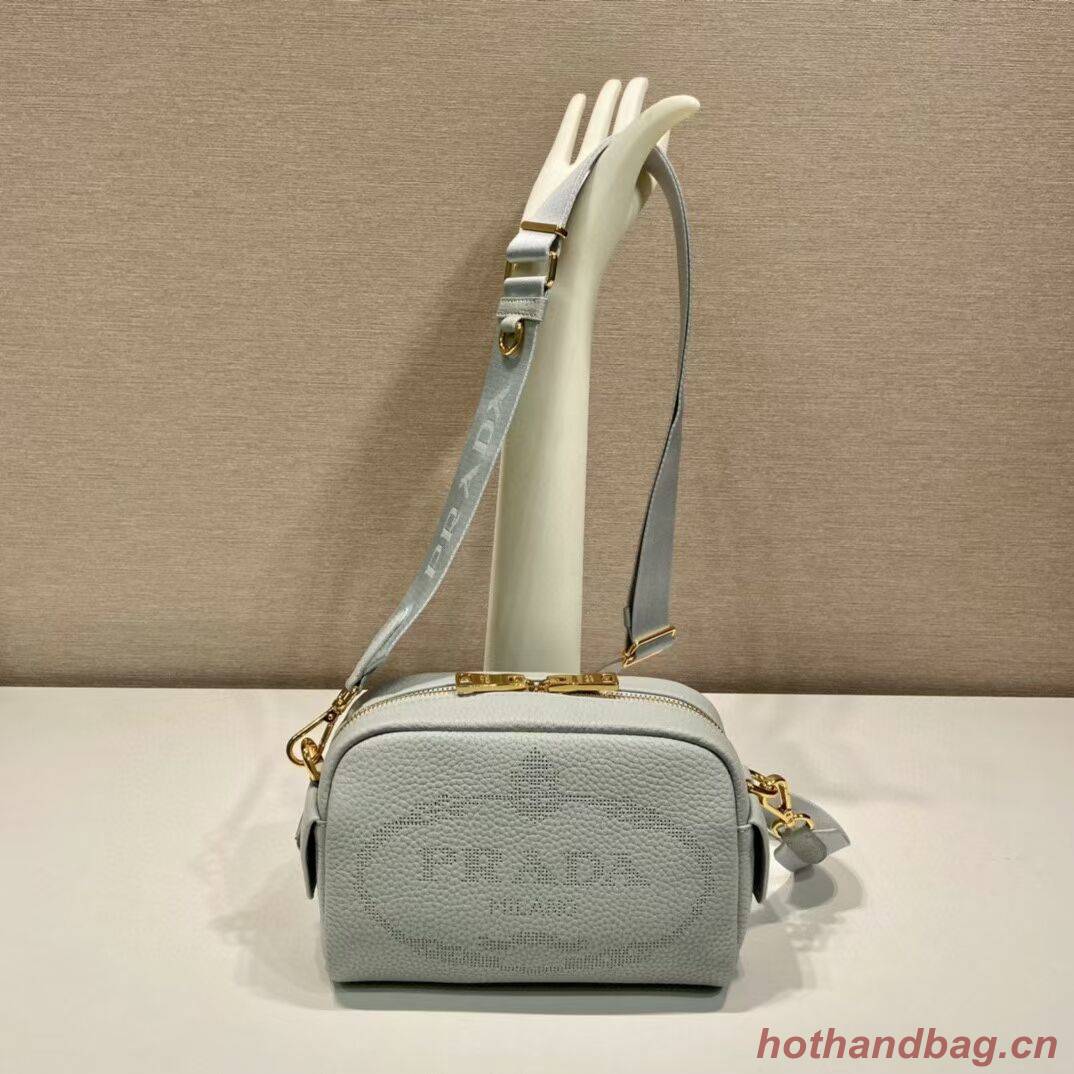 Prada Leather bag with shoulder strap 1DH781 light blue