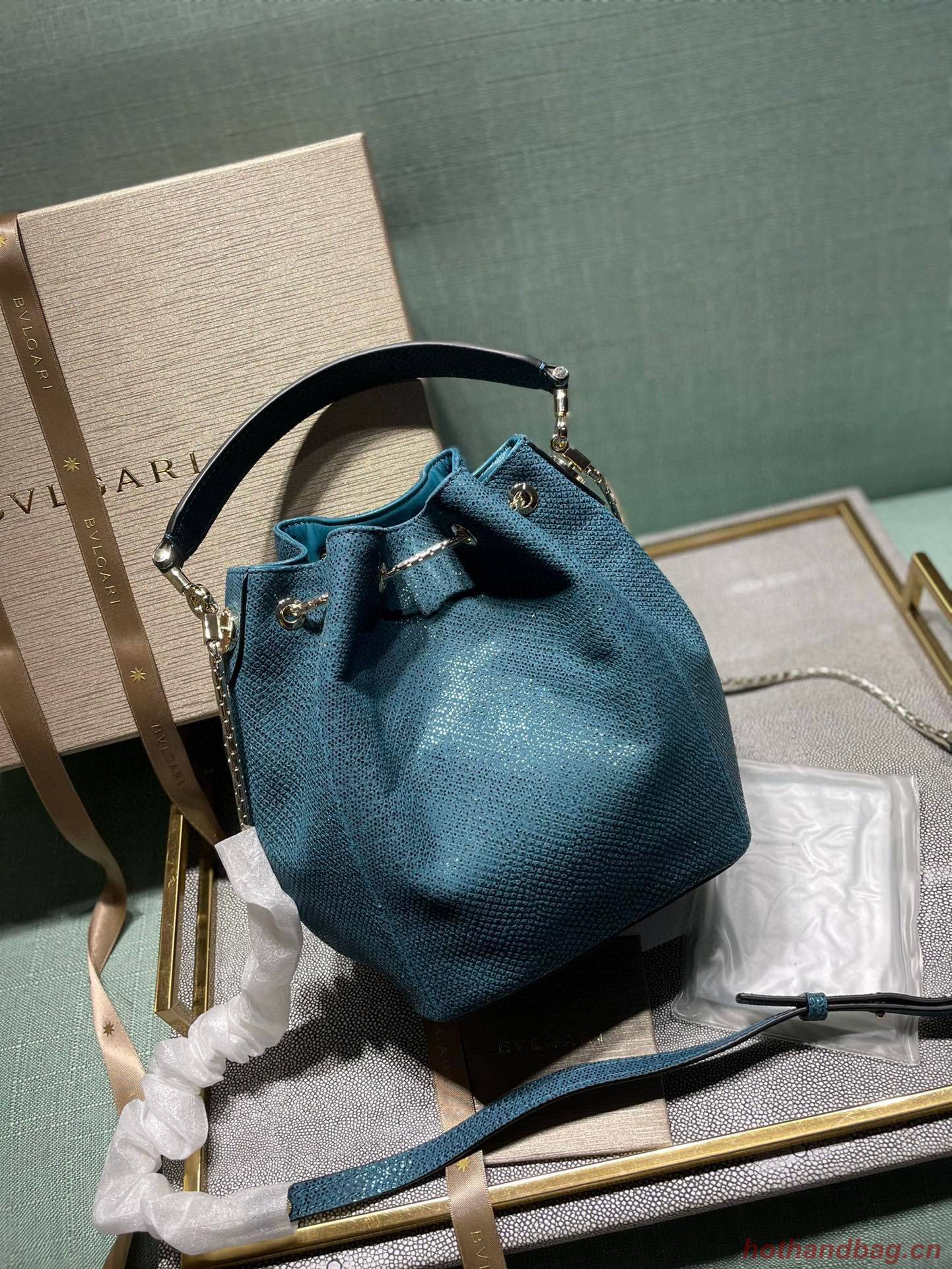 BVLGARI Original Snake Skin Bucket Bag B287614 Blue