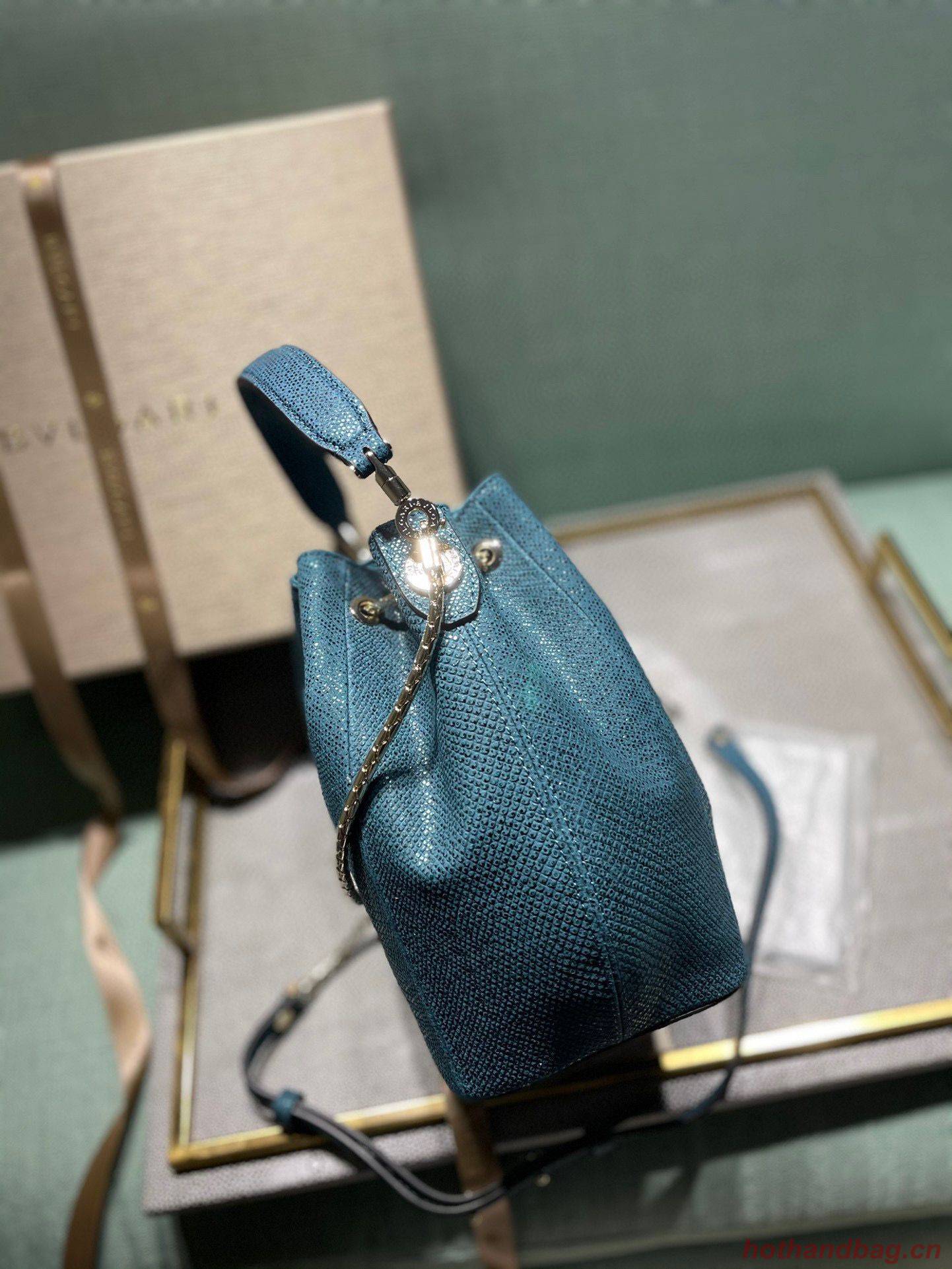 BVLGARI Original Snake Skin Bucket Bag B287614 Blue