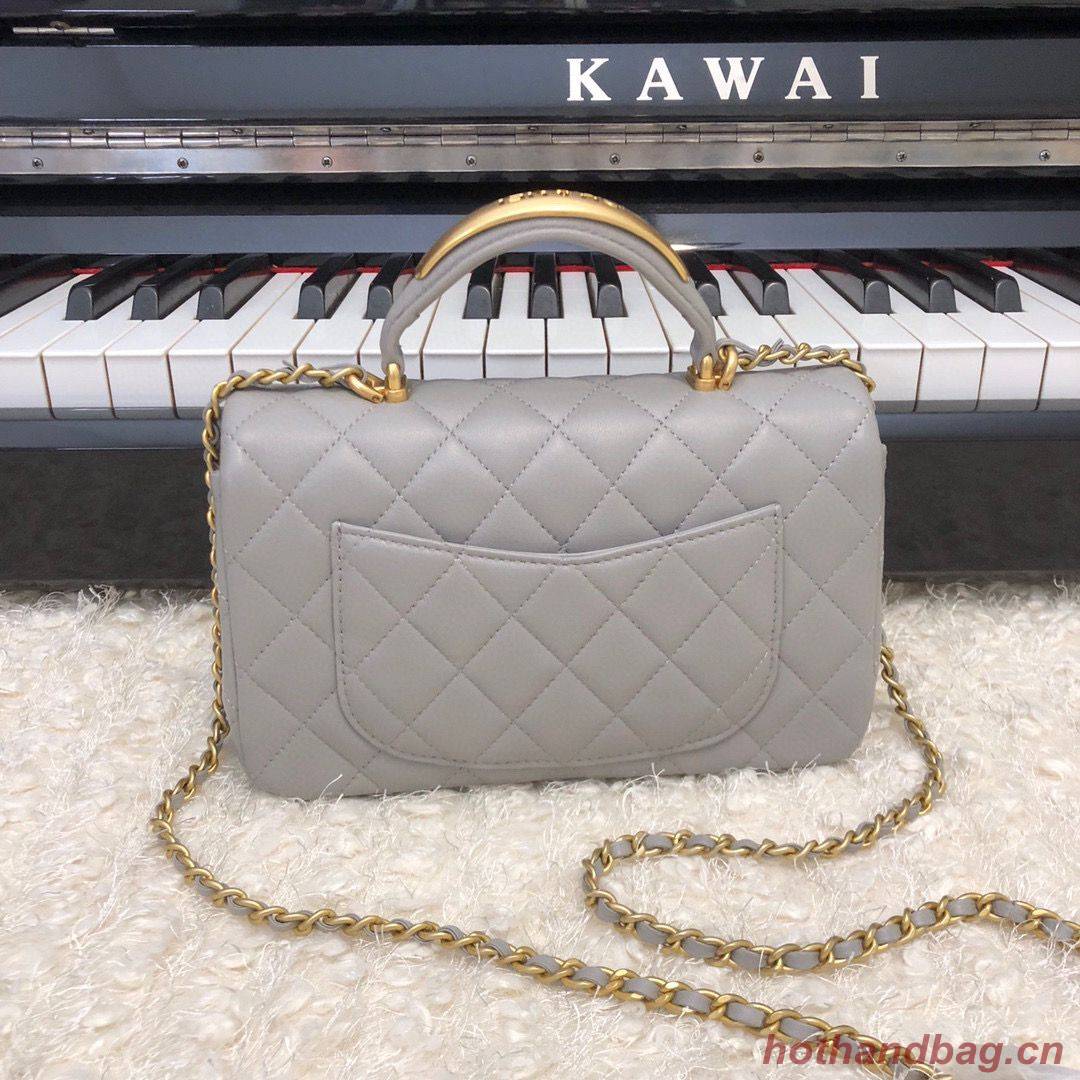 CHANEL 22B mini CF flap bag with Gold hardware top handle AS2431 Gray