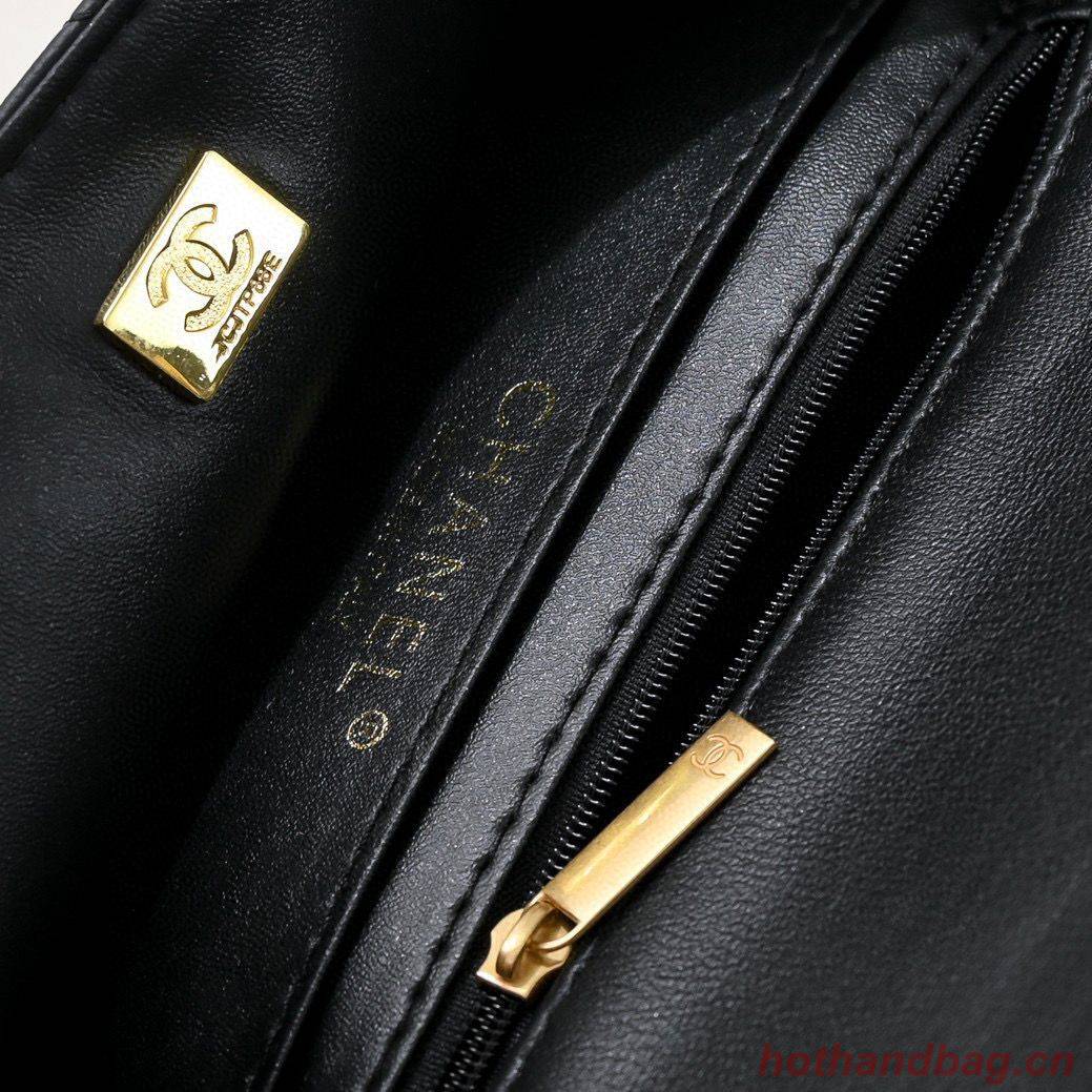 CHANEL 22B mini CF flap bag with Gold hardware top handle AS2431 Black