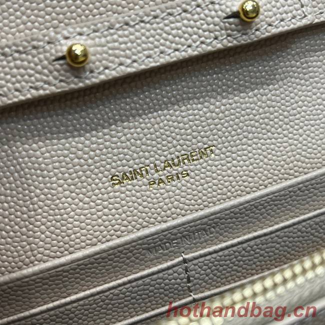 SAINT LAURENT MONOGRAM CHAIN WALLET IN MIX MATELASSE GRAIN DE POUDRE EMBOSSED LEATHER 620280 apricot&GOLD