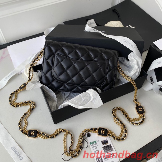 CHANEL WALLET ON CHAIN Lambskin & Gold-Tone Metal AP2923 black