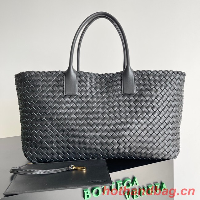 Bottega Veneta Large intreccio leather tote bag 608811 black