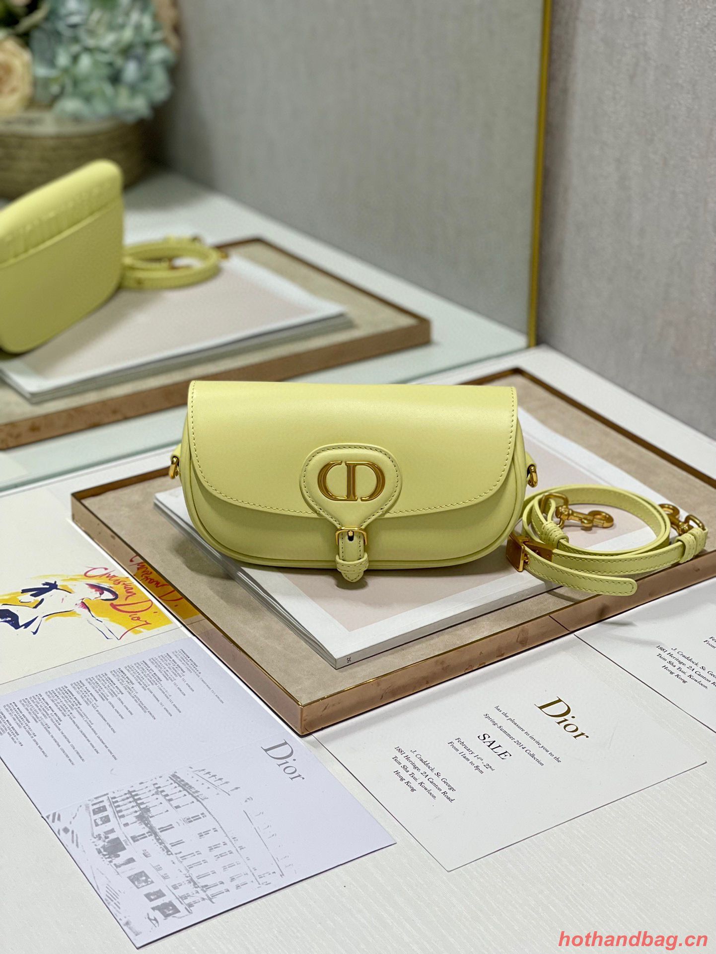 DIOR BOBBY EAST-WEST BAG Box Calfskin M9317S Lemon