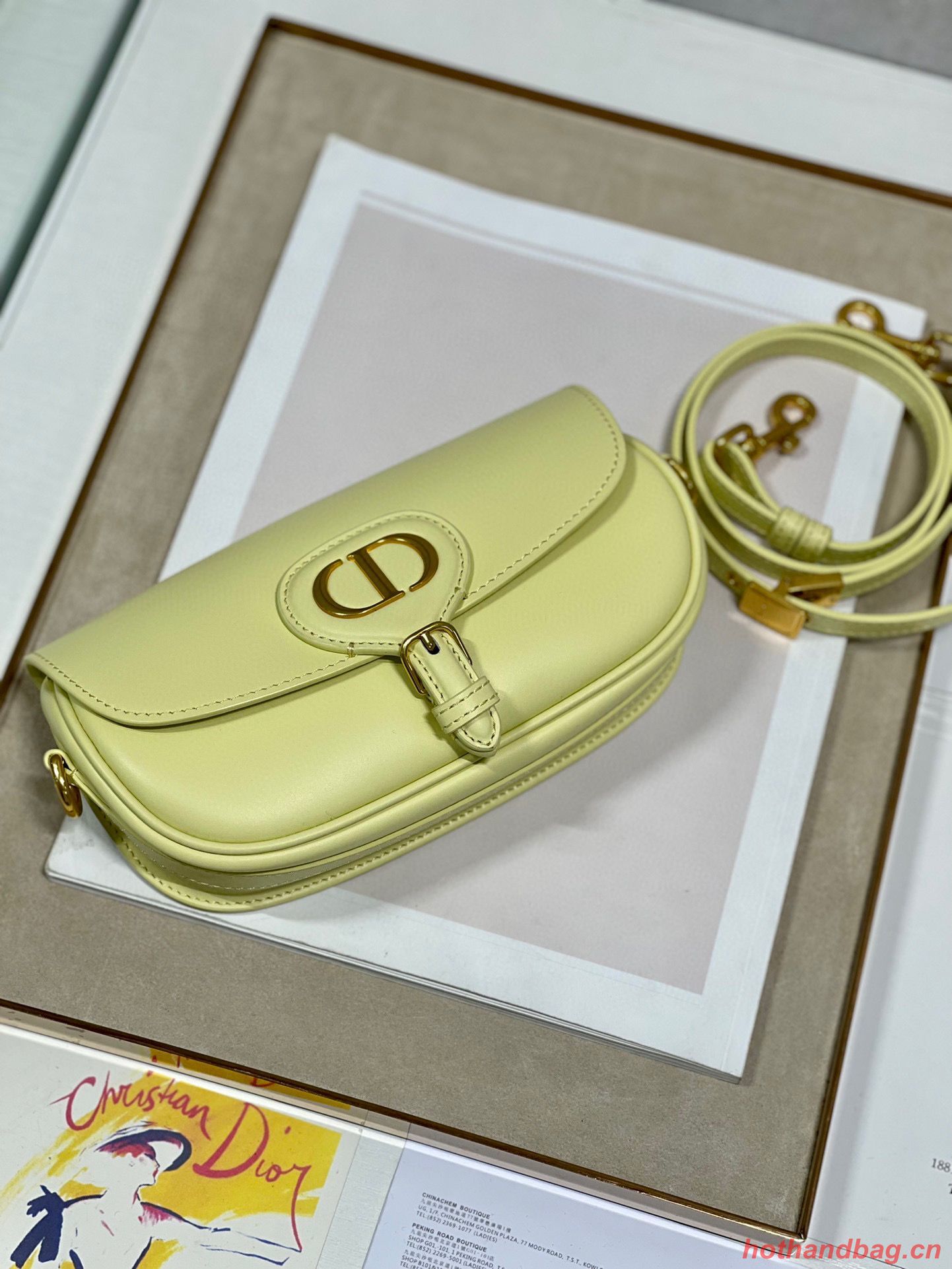 DIOR BOBBY EAST-WEST BAG Box Calfskin M9317S Lemon