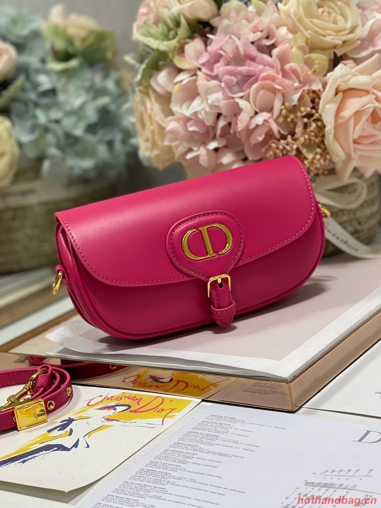 DIOR BOBBY EAST-WEST BAG Box Calfskin M9317S Rose