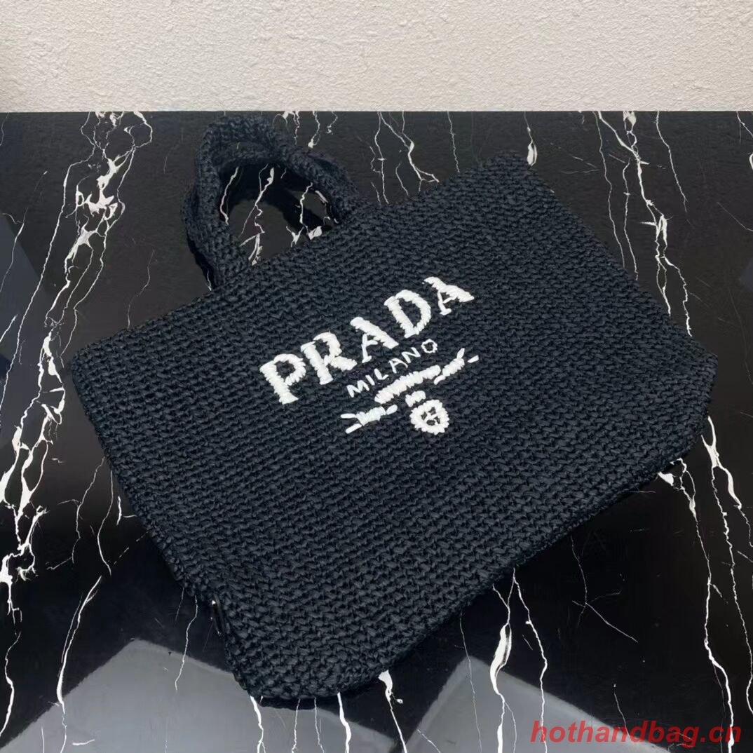 Prada Raffia tote bag 1NE229 black