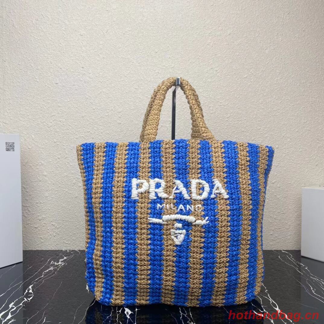 Prada Raffia tote bag 1NE229 blue