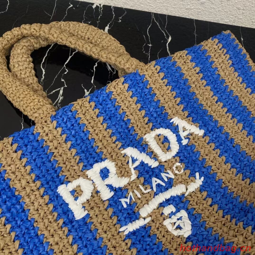 Prada Raffia tote bag 1NE229 blue