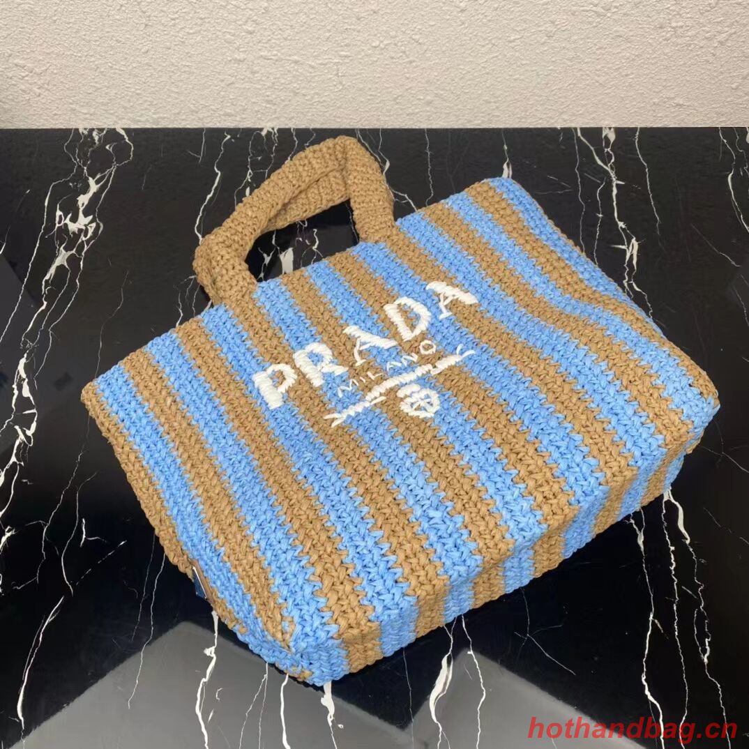 Prada Raffia tote bag 1NE229 light blue