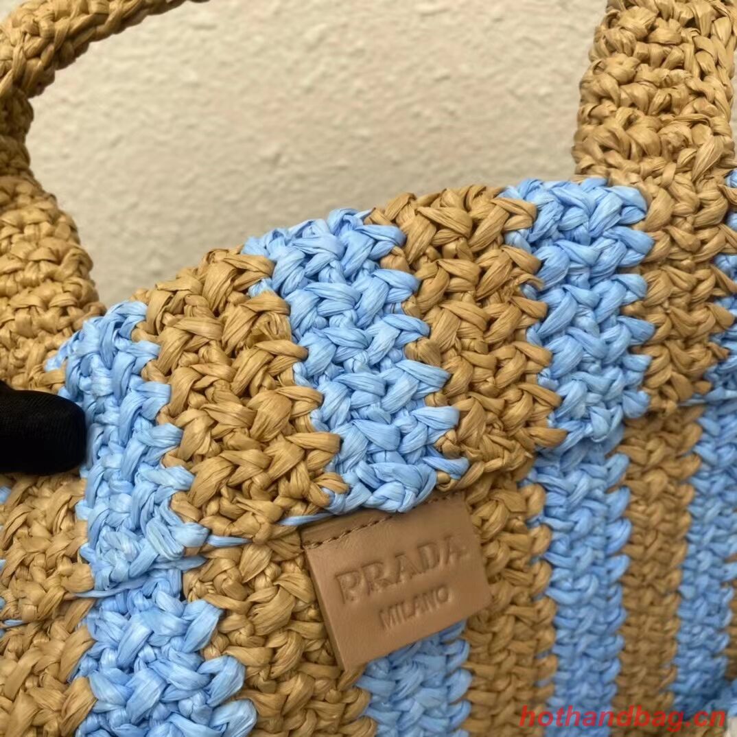 Prada Raffia tote bag 1NE229 light blue