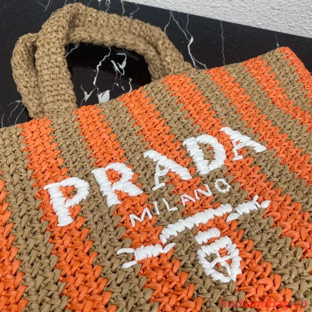 Prada Raffia tote bag 1NE229 orange