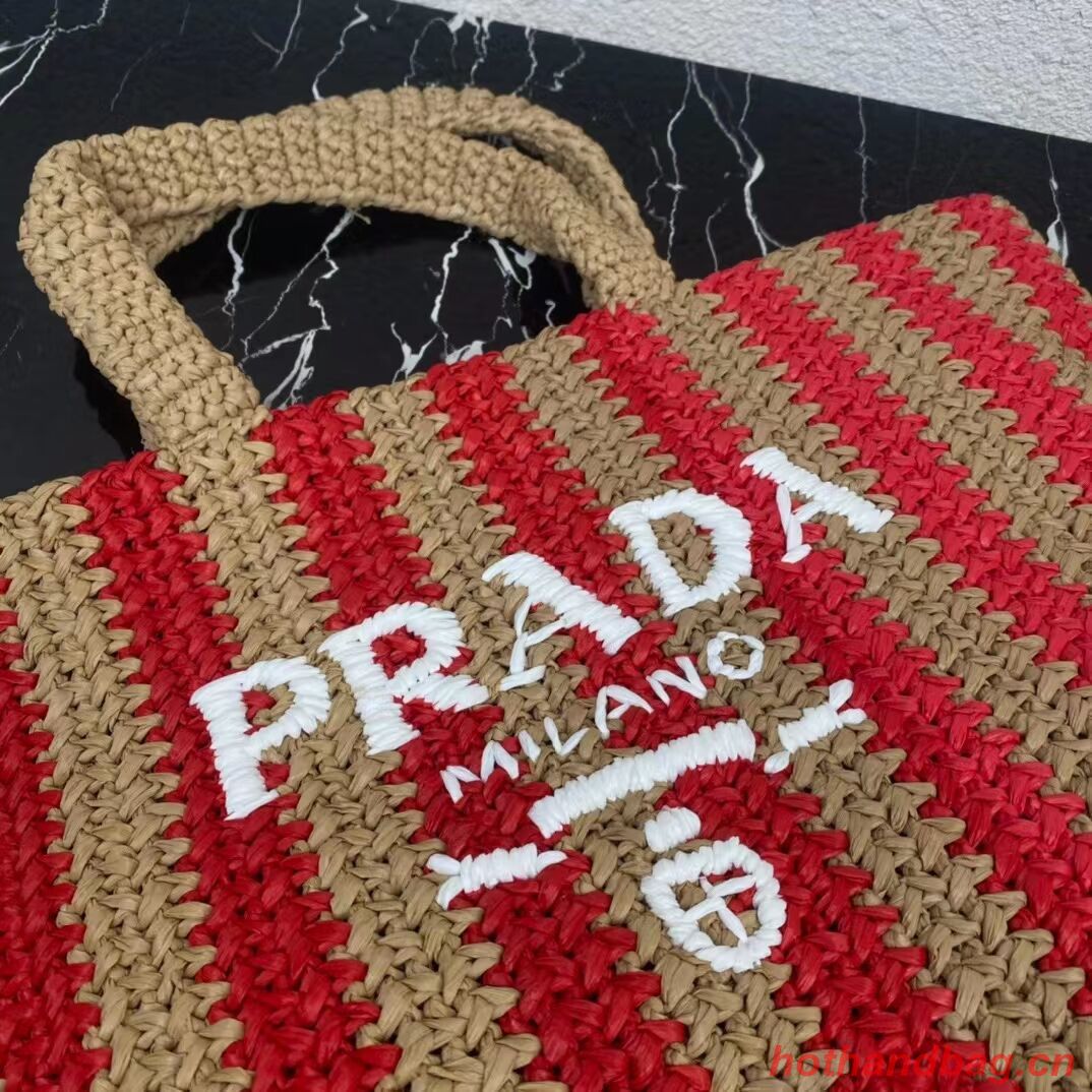 Prada Raffia tote bag 1NE229 red