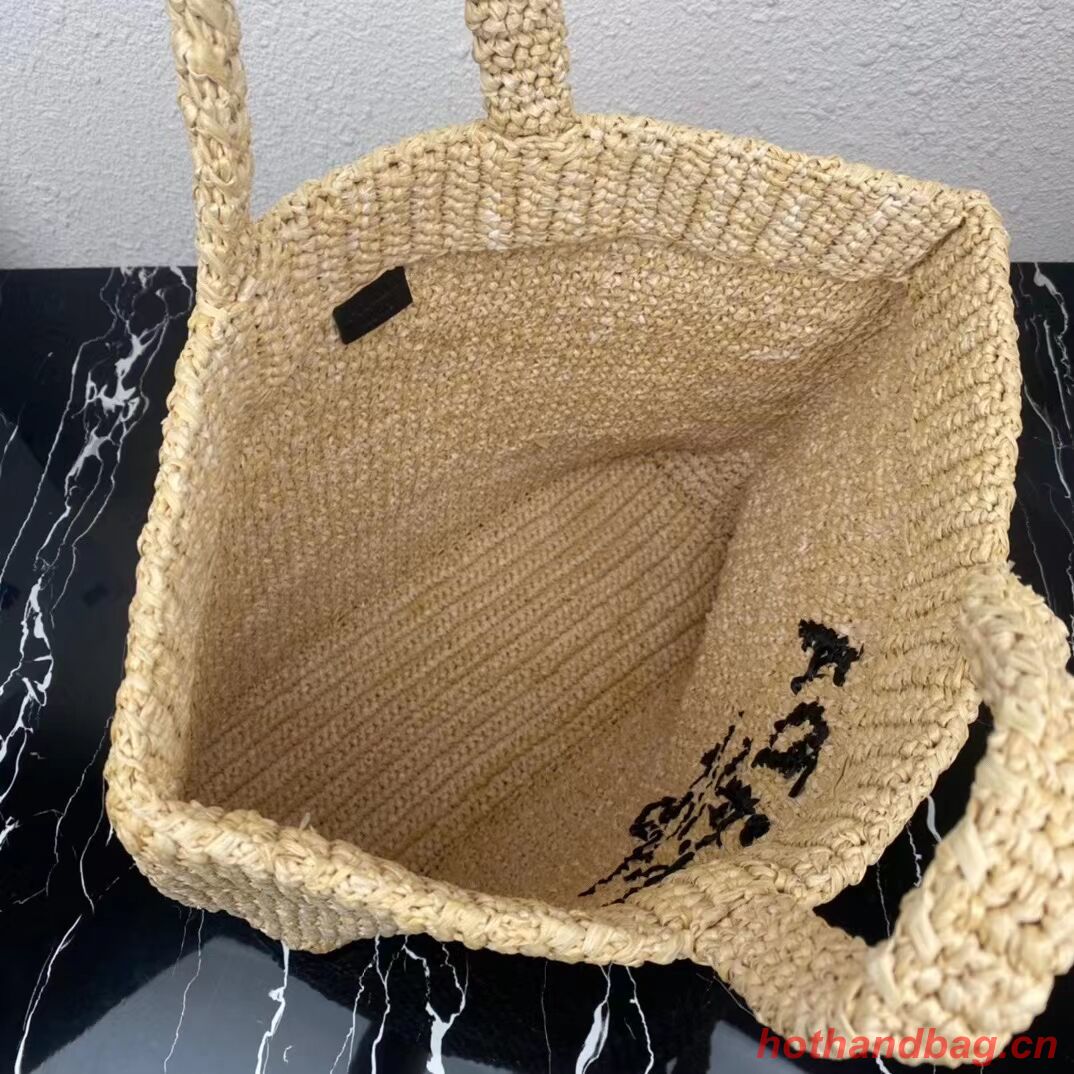 Prada Raffia tote bag 1NE229 tan