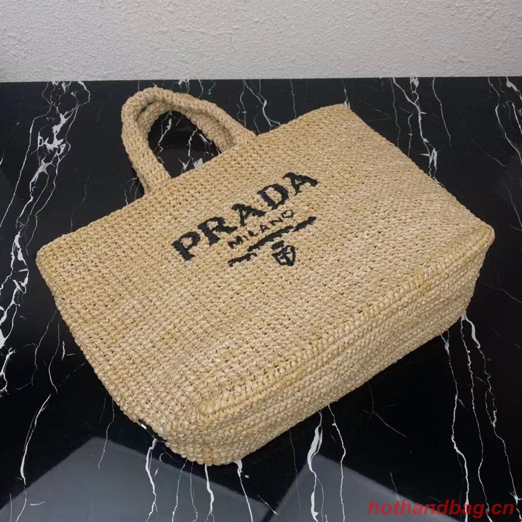 Prada Raffia tote bag 1NE229 tan