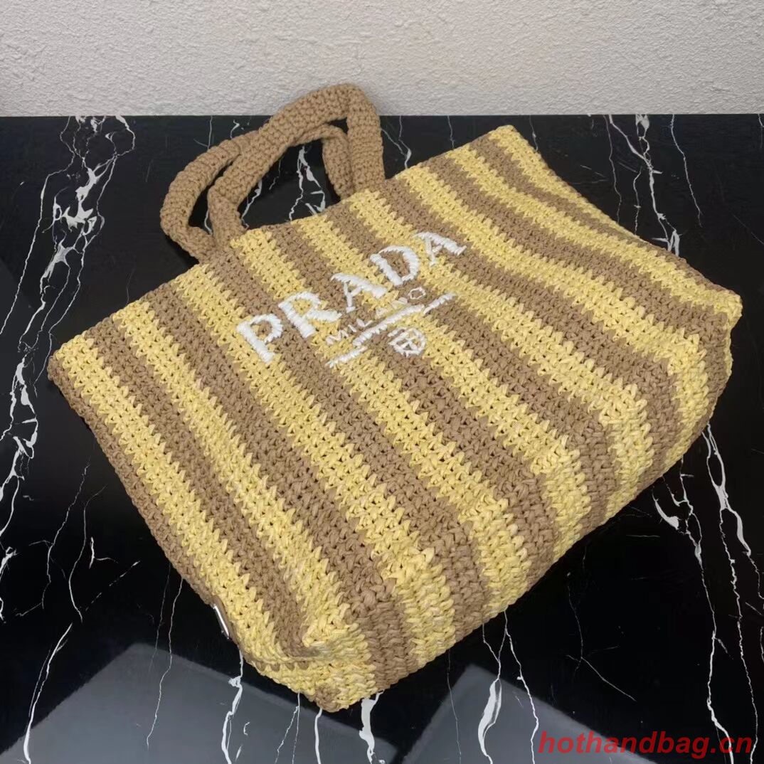 Prada Raffia tote bag 1NE229 yellow