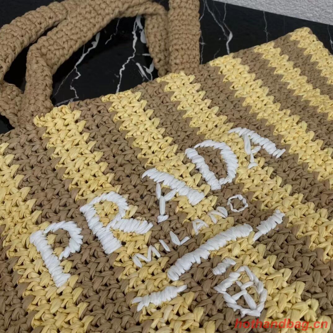 Prada Raffia tote bag 1NE229 yellow