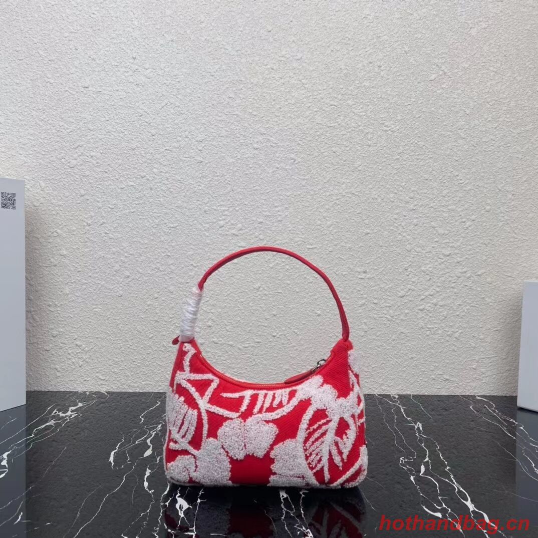 Prada Re-Edition 2000 embroidered drill mini bag 1NE515 red