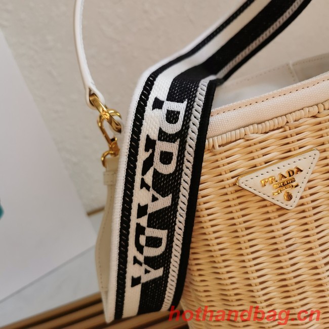 Prada Raffia tote bag 1BE062 white