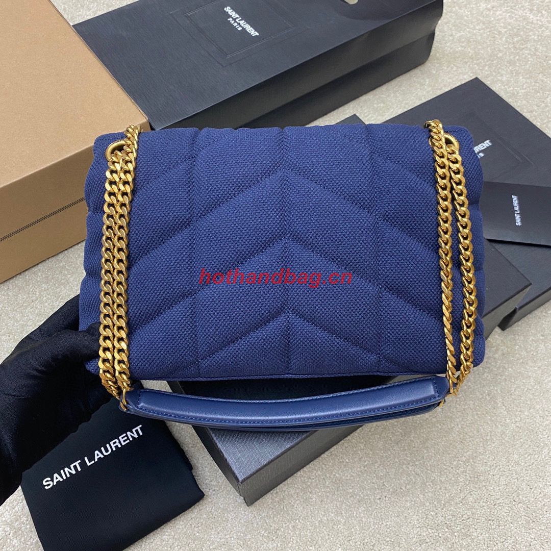 SAINT LAURENT LOULOU MEDIUM CHAIN BAG IN CANVAS 577476 BLUE